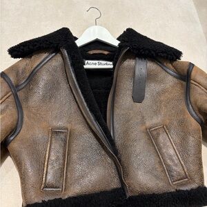 Acne women’s Leather Jacket with Black shearling
